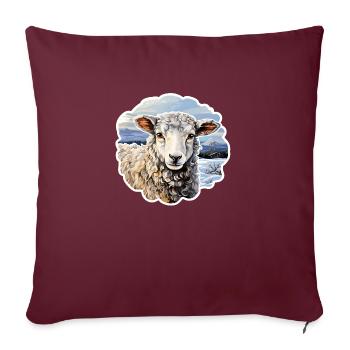 Paysage d’hiver avec des moutons - Housse de coussin décorative 45 x 45 cm - bordeaux - Devant