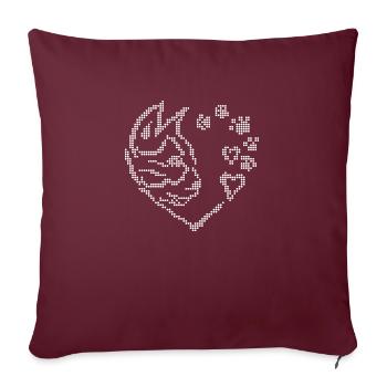 Chat petit cœur graphique - Housse de coussin décorative 45 x 45 cm - bordeaux - Devant