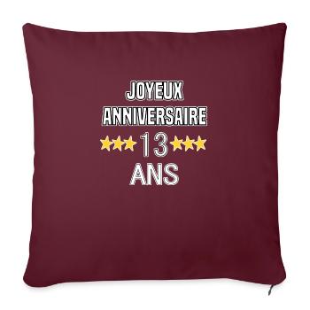 Joyeux Anniversaire 13 Ans - Housse de coussin décorative 45 x 45 cm - bordeaux - Devant