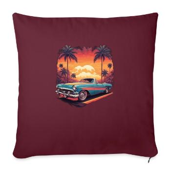 Voiture vintage - Housse de coussin décorative 45 x 45 cm - bordeaux - Devant