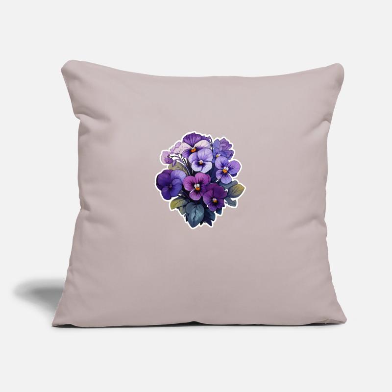 Pensée beaucoup de fleurs Housse de coussin décorative 45 x 45 cm