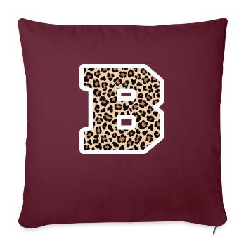 lettre B motif léopard -idée cadeau d’anniversaire - Housse de coussin décorative 45 x 45 cm - bordeaux - Devant
