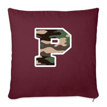 lettre P camouflage militaire-idée cadeau - Housse de coussin décorative 45 x 45 cm - bordeaux - Devant