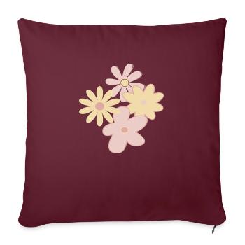 Fleurs dessinées - Housse de coussin décorative 45 x 45 cm - bordeaux - Devant