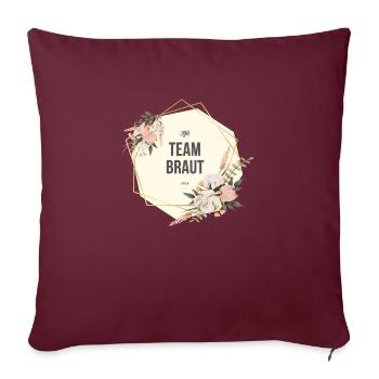 Team Braut JGA Boho floral - Sofakissenbezug 45 x 45 cm - Burgunderrot - Vorne