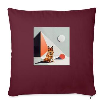 Geometrischer Wolf: Natur und minimalistische Kunst - Sofakissenbezug 45 x 45 cm - Burgunderrot - Vorne