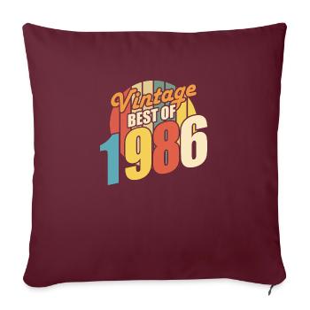 Vintage 1986 meilleur de 1986 - annif 38 ans - Housse de coussin décorative 45 x 45 cm - bordeaux - Devant