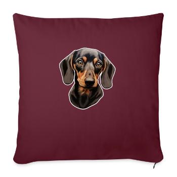 Dackel oder Dachshund - Sofakissenbezug 45 x 45 cm - Burgunderrot - Vorne
