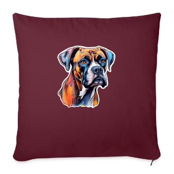 Boxerkopf psychedelisch - Sofakissenbezug 45 x 45 cm - Burgunderrot - Vorne