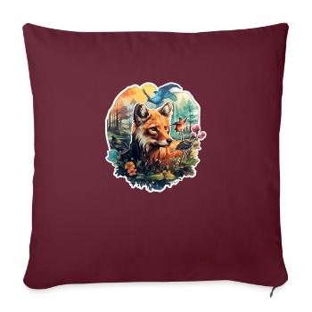 Renard dans une clairière - Housse de coussin décorative 45 x 45 cm - bordeaux - Devant