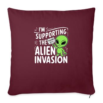 Alien Invasion - Humor - Sofakissenbezug 45 x 45 cm - Burgunderrot - Vorne