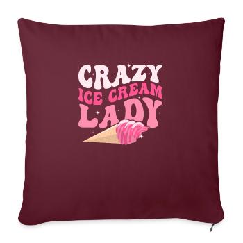 Crazy Ice Cream Lady Cône de boule d’été - Housse de coussin décorative 45 x 45 cm - bordeaux - Devant