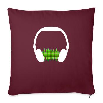 Casque Techno Music Party Equalizer Waves Logo - Housse de coussin décorative 45 x 45 cm - bordeaux - Devant