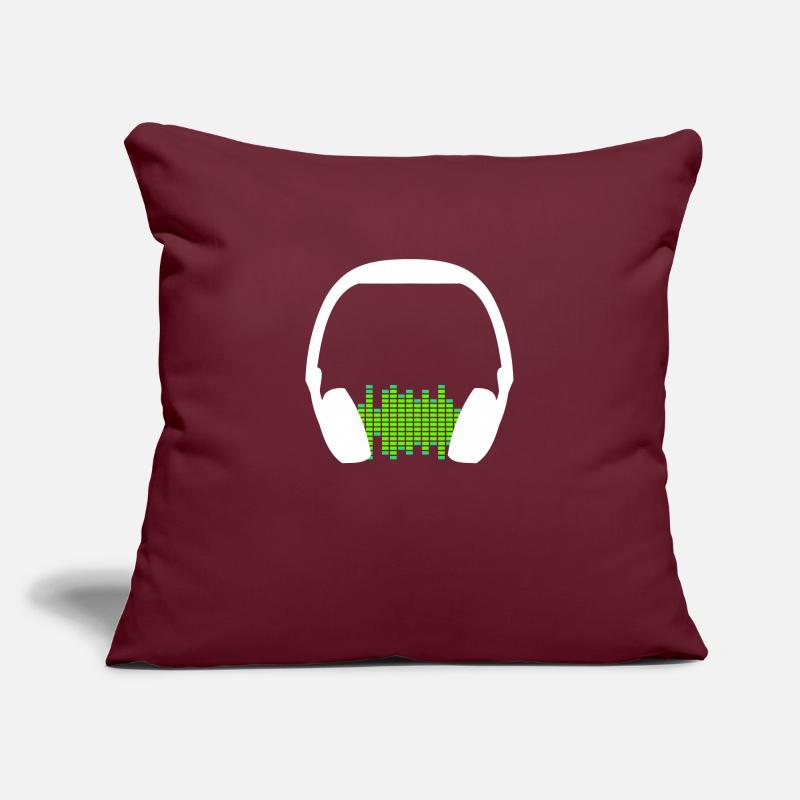 Headphones Techno Music Party Equalizer Waves Logo Sofa pillowcase 17,3'' x 17,3'' (45 x 45 cm)