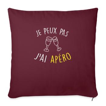 je peux pas j ai apéro / citation humour alcool - Housse de coussin décorative 45 x 45 cm - bordeaux - Devant