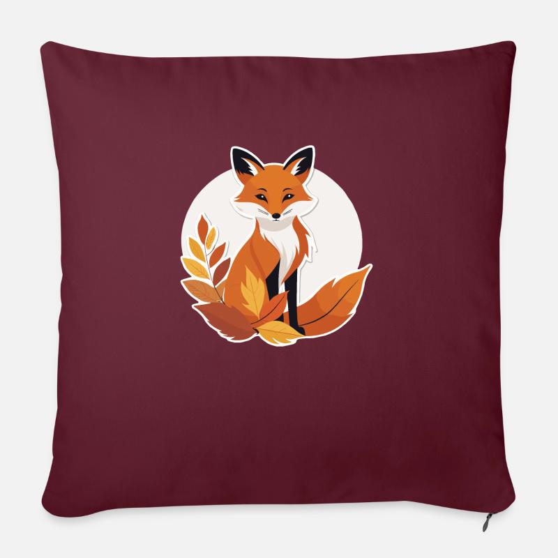 Fuchs im Herbst #8 - Sofakissenbezug 45 x 45 cm - Burgunderrot