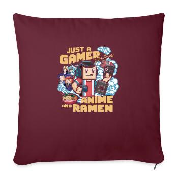 Joueur, amateur d’anime et fan de ramen - Housse de coussin décorative 45 x 45 cm - bordeaux - Devant