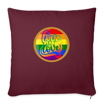 L’amour est l’amour gay arc-en-ciel queer pride mois design - Housse de coussin décorative 45 x 45 cm - bordeaux - Devant