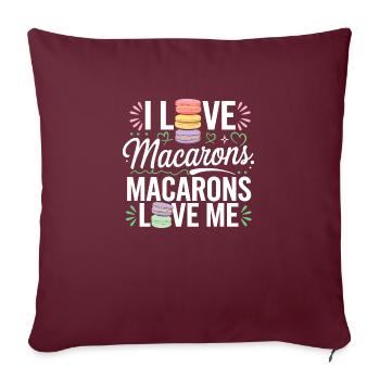Les macarons, c’est l’amour - Housse de coussin décorative 45 x 45 cm - bordeaux - Devant
