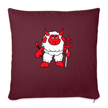 Mouton Diable Satan Enfer Mal Trident Cornes Cool - Housse de coussin décorative 45 x 45 cm - bordeaux - Devant