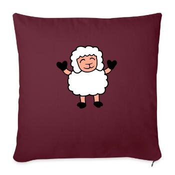 mouton bébé se tient mignon mignon agneau mignon enfant heureux - Housse de coussin décorative 45 x 45 cm - bordeaux - Devant