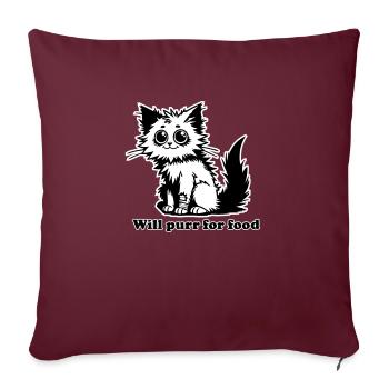 Chat sans abri - Will ronronnera pour la conception de nourriture - Housse de coussin décorative 45 x 45 cm - bordeaux - Devant