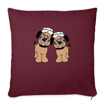 2 DJ chiens lunettes de soleil adolescent casquette casquette équipe - Housse de coussin décorative 45 x 45 cm - bordeaux - Devant
