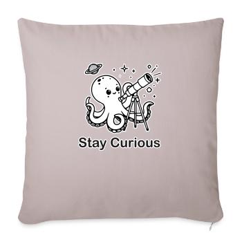 Pieuvre regardant au télescope - Stay Curious - Housse de coussin décorative 45 x 45 cm - taupe clair - Devant