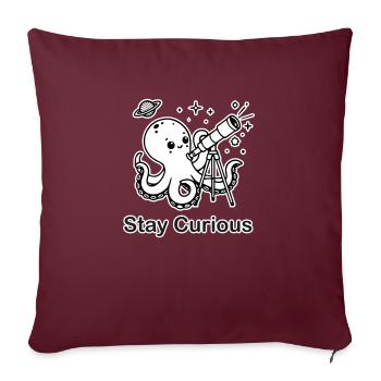 Pieuvre regardant au télescope - Stay Curious - Housse de coussin décorative 45 x 45 cm - bordeaux - Devant