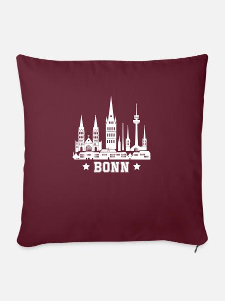Bonn Stadt Skyline - Sofakissenbezug 45 x 45 cm - Burgunderrot