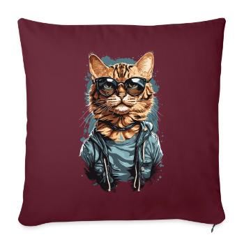 Cool design de chat Bengal pour les amoureux des chats - Housse de coussin décorative 45 x 45 cm - bordeaux - Devant