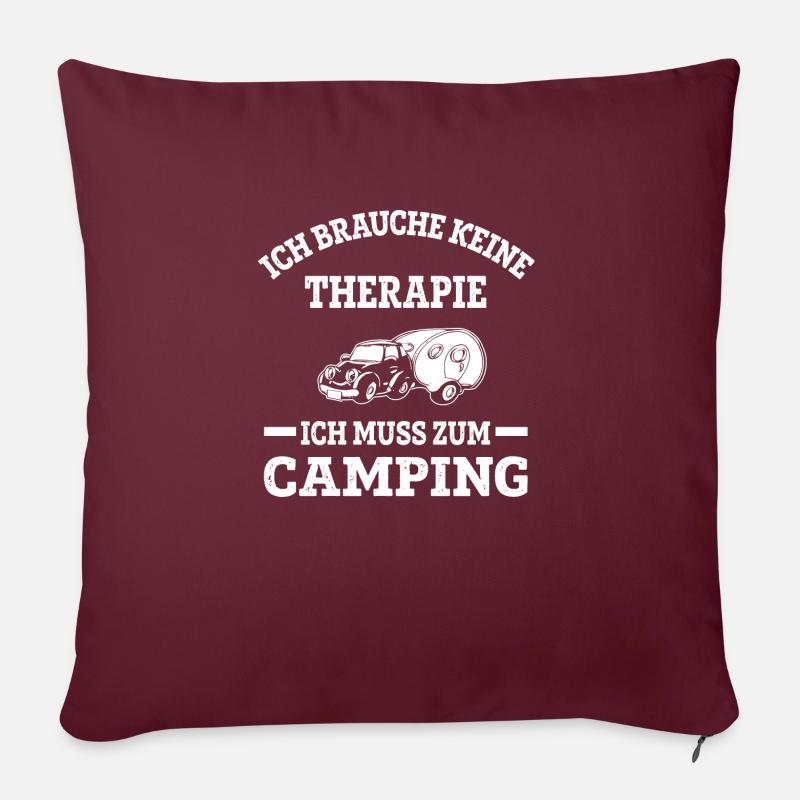 Therapie? Nein, Camping! - Sofakissenbezug 45 x 45 cm - Burgunderrot