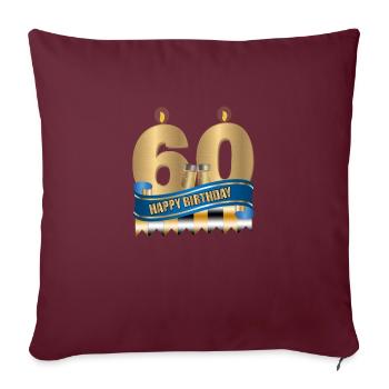 60e anniversaire - Housse de coussin décorative 45 x 45 cm - bordeaux - Devant