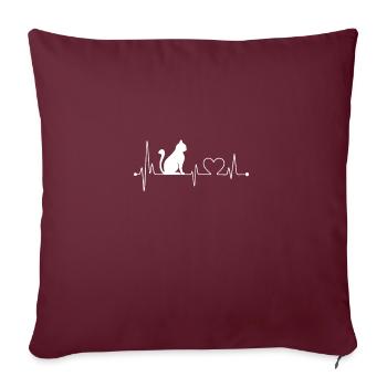 Battements de coeur Chat - Housse de coussin décorative 45 x 45 cm - bordeaux - Devant