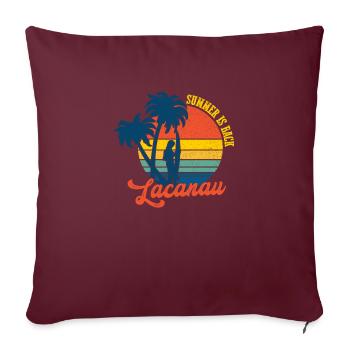 Lacanau - l'été est de retour - summer is back - Housse de coussin décorative 45 x 45 cm - bordeaux - Devant