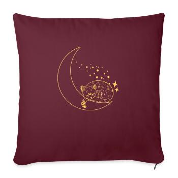 chat dans la lune brillé - Housse de coussin décorative 45 x 45 cm - bordeaux - Devant