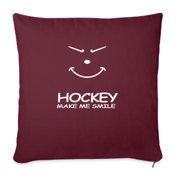 hockey hockey hockey zone hockey-sourire - Housse de coussin décorative 45 x 45 cm - bordeaux - Devant