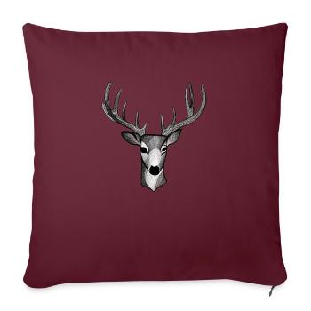 Hirschkopf im Herbst Hirsch Geweih Bock Reh Kitz - Sofakissenbezug 45 x 45 cm - Burgunderrot - Vorne