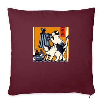 Chats dans le style artistique japonais 1 - Housse de coussin décorative 45 x 45 cm - bordeaux - Devant