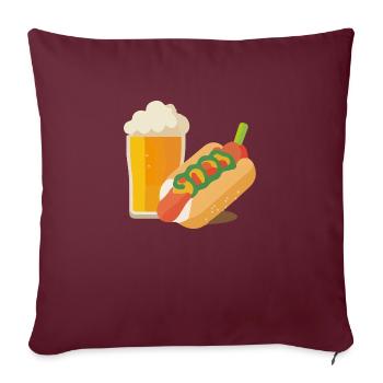 Bier und Hot Dog - Sofakissenbezug 45 x 45 cm - Burgunderrot - Vorne