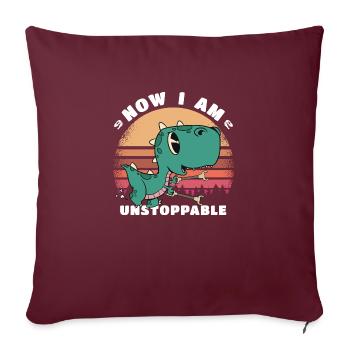 Maintenant je suis imparable - Drôle de dinosaure T-Rex - Housse de coussin décorative 45 x 45 cm - bordeaux - Devant