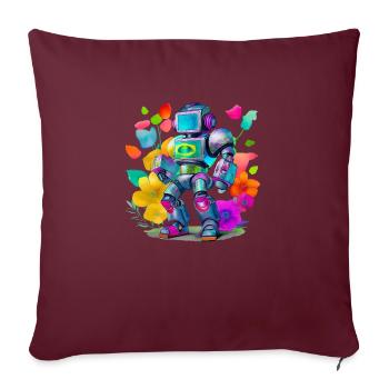 Robot - Housse de coussin décorative 45 x 45 cm - bordeaux - Devant