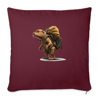 Le rat-taupe est à la recherche de la prochaine aventure - Housse de coussin décorative 45 x 45 cm - bordeaux - Devant