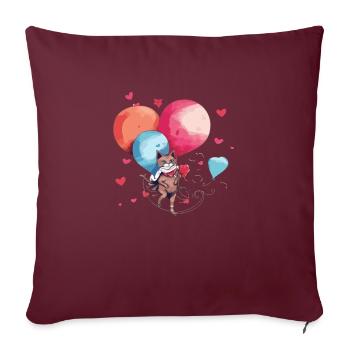 Mina la chatte aux ballons - Housse de coussin décorative 45 x 45 cm - bordeaux - Devant