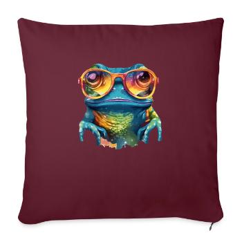 Kik la grenouille à lunettes - Housse de coussin décorative 45 x 45 cm - bordeaux - Devant