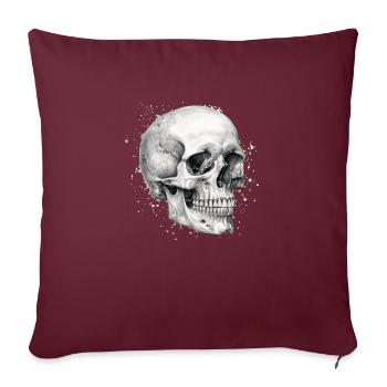 Tête de mort au crayon - Housse de coussin décorative 45 x 45 cm - bordeaux - Devant