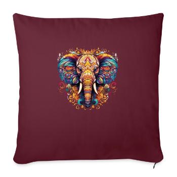 Sort d’éléphant mystique - Housse de coussin décorative 45 x 45 cm - bordeaux - Devant
