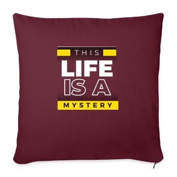 La vie est un mystère - Avec des rayures jaune vif - Housse de coussin décorative 45 x 45 cm - bordeaux - Devant
