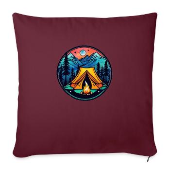 camping et feu de camp - Housse de coussin décorative 45 x 45 cm - bordeaux - Devant