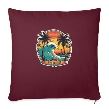 surf plage palmier soleil vacances - Housse de coussin décorative 45 x 45 cm - bordeaux - Devant